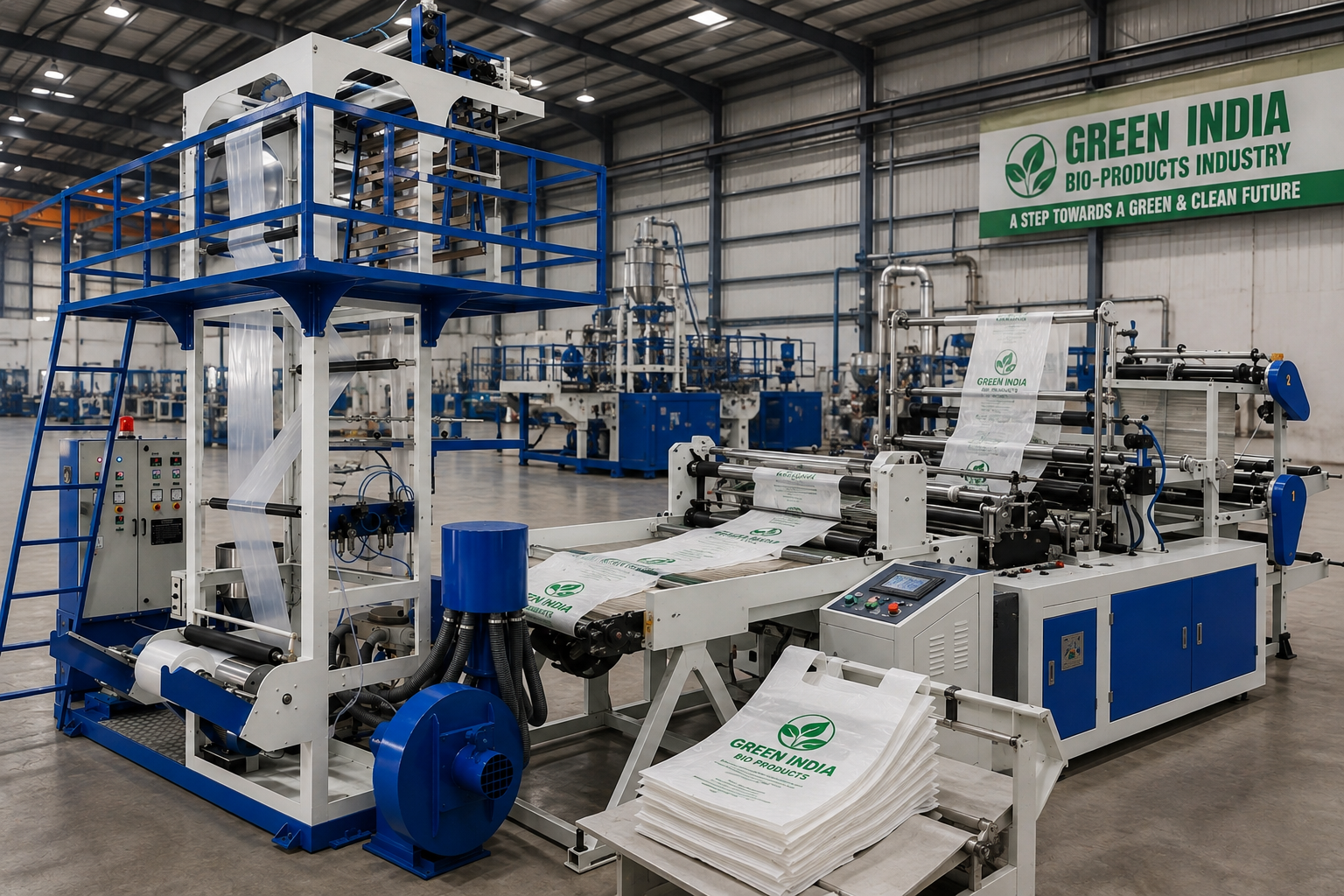 Green India Bio compostable carry bag manufacturing facility